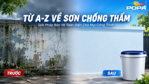 Tường nhà bị thấm nước bong tróc trước và sau khi thi công sơn chống thấm POPA
