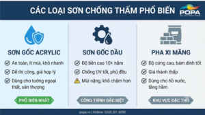 So sánh các loại sơn chống thấm phổ biến gốc acrylic gốc dầu và pha xi măng